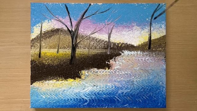 How to Draw Water Reflection Effect / Acrylic Painting Techniques смотреть онлайн