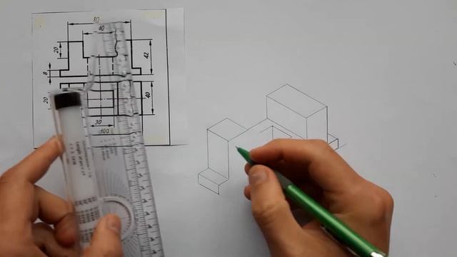 ПОСТРОИТЬ ВИД СЛЕВА И ИЗОМЕТРИЧЕСКУЮ ПРОЕКЦИЮ ДЕТАЛИ С ВЫРЕЗОМ ОДНОЙ ЧЕТВЕРТИ [isometric projection смотреть онлайн