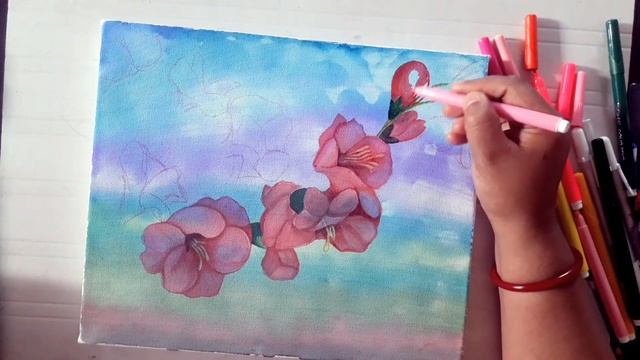 Canvas painting with Normal Sketch Pens || #canvaspainting #innovativecanvaspainting смотреть онлайн