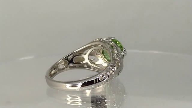 Серебряное кольцо с натуральным чешским молдавитом 1.85ct (тектит) в круглой огранке 8 мм, лампы