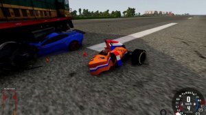 4 SUPER CARS VS TRAIN ||  #BeamNG Drive