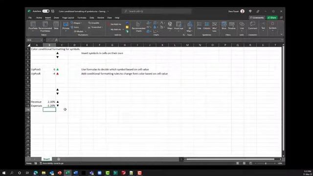Excel Tip: Color conditional formatting of directional indicator symbols in cells смотреть онлайн