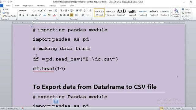 IMPORTING & EXPORTING Through CSV IN DATAFRAME смотреть онлайн