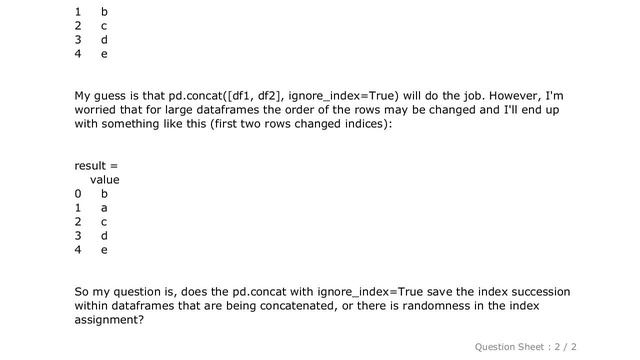 Pandas : Will passing ignore_index=True to pd.concat preserve index succession within dataframes th смотреть онлайн