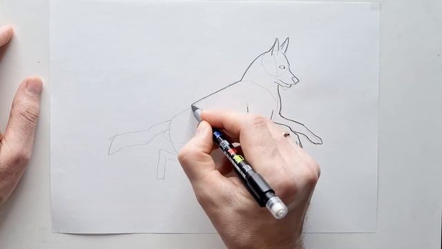 Drawing dog for Beginners: Pencil Drawing Tutorial for Kids - How to draw a German shepherd dog смотреть онлайн