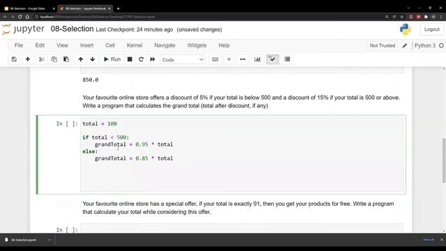Introduction to Programming Using Python: 08: Selection-1 смотреть онлайн
