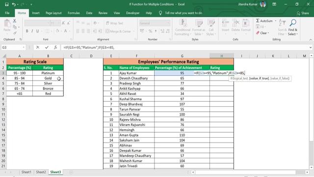 If Function in Excel With Multiple Conditions | Nested If Function (Hindi) смотреть онлайн