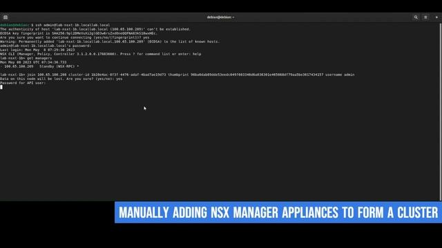 CLI for adding NSX-T nodes to form a cluster смотреть онлайн