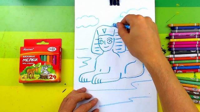 Рисуем СФИНКС и Пирамиды - урок рисования для детей смотреть онлайн