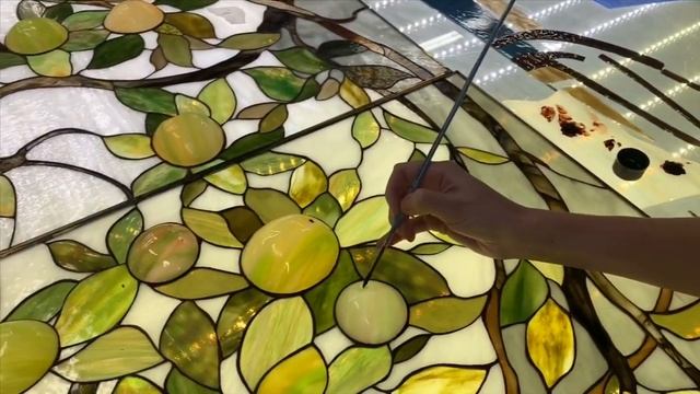 Витражный потолок Тиффани Яблоневый сад. Студия витража Светланы Михайловой
