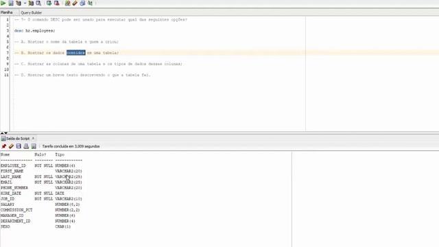 Oracle 1Z0-071 - Comando DESC (Questão 7) смотреть онлайн