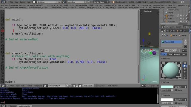 Blender Tutorial Python Game Engine Programming Part 16 смотреть онлайн