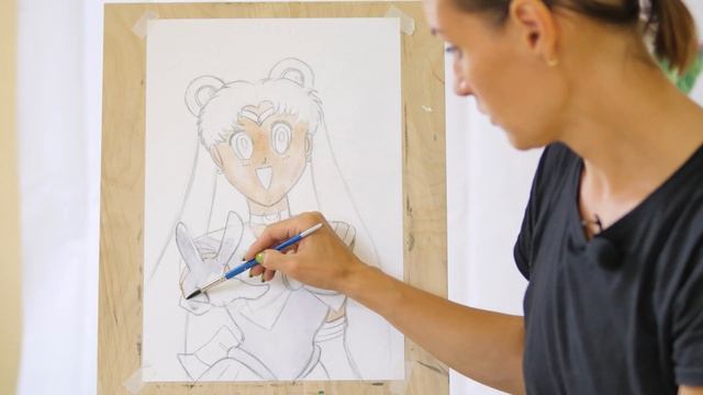 Легкий рисунок аниме акварелью - Сейлор Мун | Простая срисовка для начинающих смотреть онлайн