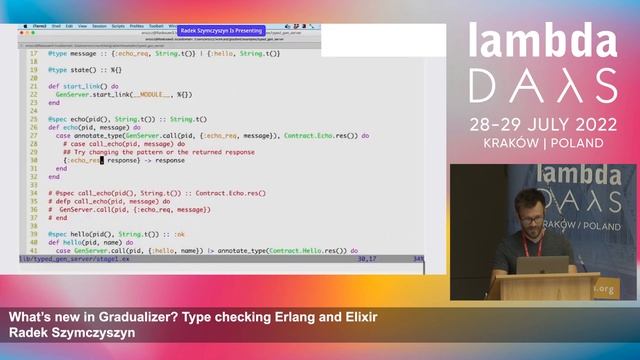 What’s new in Gradualizer: Type checking Erlang and Elixir | Radek Szymczyszyn | Lambda Days 2022 смотреть онлайн