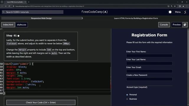 Learn HTML Forms by Building a Registration Form - Step 61 смотреть онлайн
