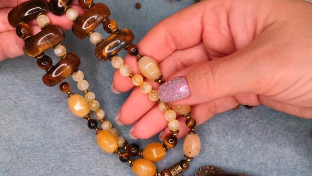 Двухрядные бусы своими руками_ симбирцит, цитрин, авантюрин смотреть онлайн