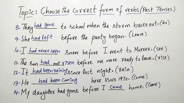 Choose the Correct form of verb(Past Perfect and Past Perfect Continuous Tense) смотреть онлайн