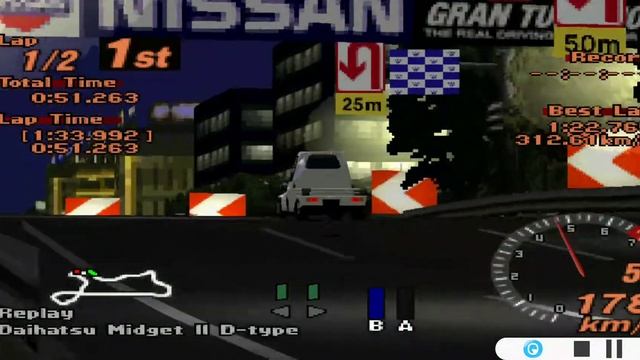 Gran Turismo 2 | Daihatsu Midget II D-Type (HYBRiD) (Low volume) | PS1 Gameplay смотреть онлайн