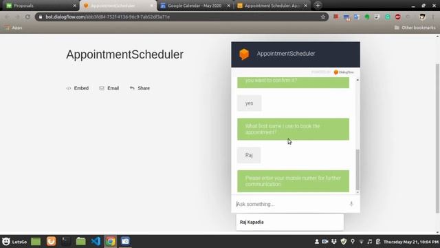 Appointment Scheduler Chatbot Using Dialogflow, NodeJS, Airtable, & Google Calendar смотреть онлайн