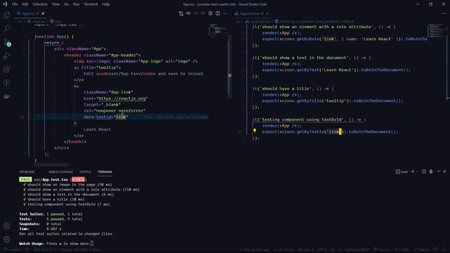 Using getByTestId in react смотреть онлайн