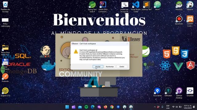Solución (FIX): DBeaver: Error Al Abrir DBeaver: Can´t Lock Workspace At...