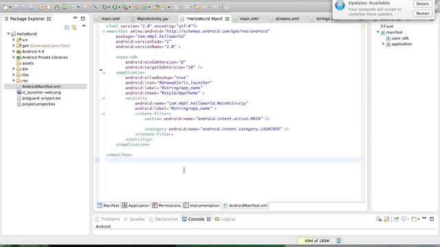 Android Development Tutorials - Tutorial 5 - Introduction to AndroidManifest.xml смотреть онлайн