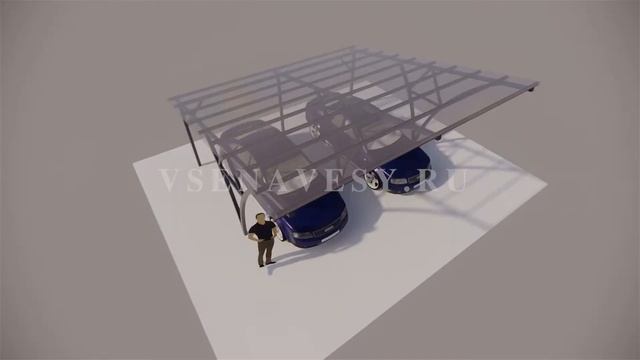 Консольный навес для двух автомобилей (cantilever Carport)