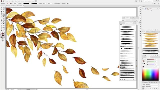 Create an Autumn Illustration with Cherry Leaves Brushes - Adobe Illustrator Vector Drawing смотреть онлайн