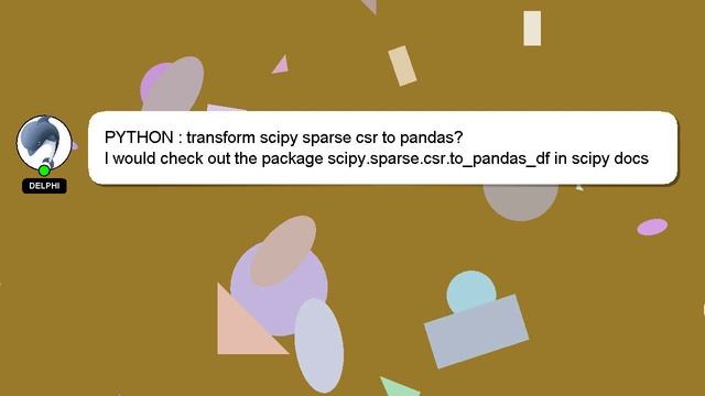 PYTHON : transform scipy sparse csr to pandas? смотреть онлайн