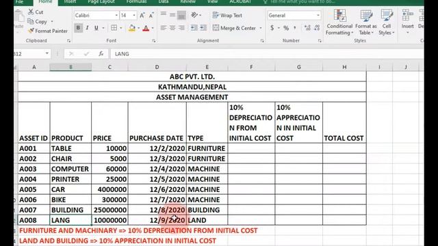 ASSET MANAGEMENT SYSTEM || MICROSOFT EXCEL