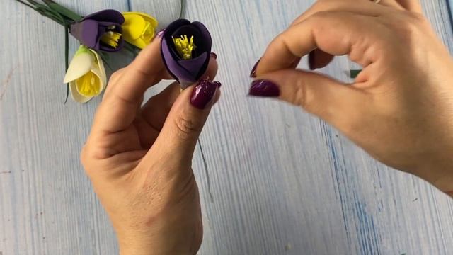 Весенний букетик крокусов. Магнит на холодильник #изфоамирана