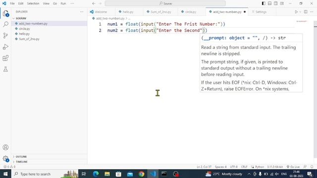 sum of two numbers using python || python programming #python смотреть онлайн