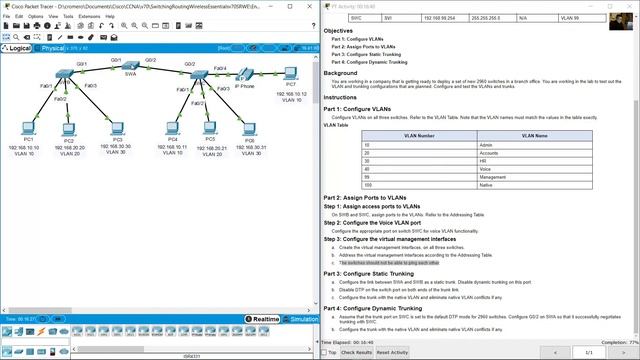 3.6.1 Packet Tracer - Implement VLANs And Trunking
