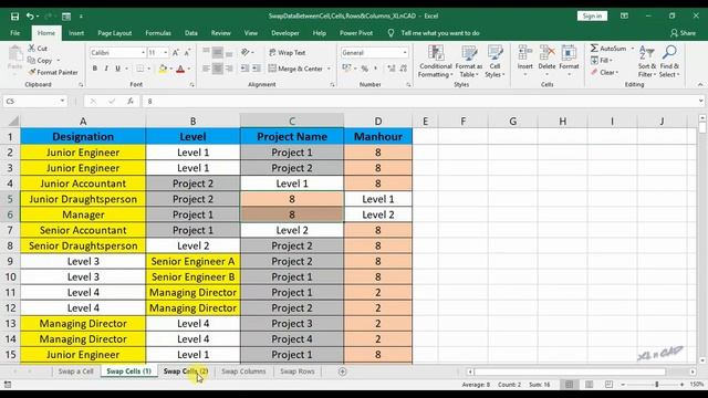 Swap Data Between Cell, Cells, Rows & Columns смотреть онлайн