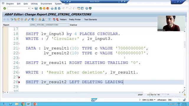 26 ABAP Programming String Operations SHIFT Part2 смотреть онлайн