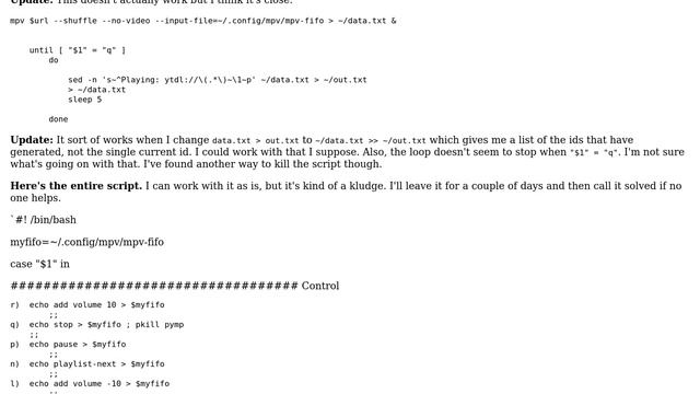 Unix & Linux: Print youtube video id to file from mpv stdout смотреть онлайн