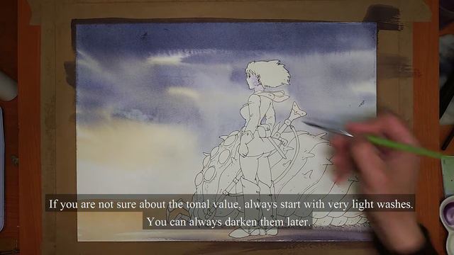 ENG/SK Line & Wash, watercolor speedpaint tutorial - Nausicaä. Maľba akvarelmi. смотреть онлайн