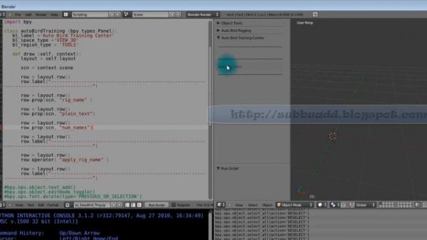 Blender 2.5 Scripting -Part #2: Writing Python Script for GUI Creation