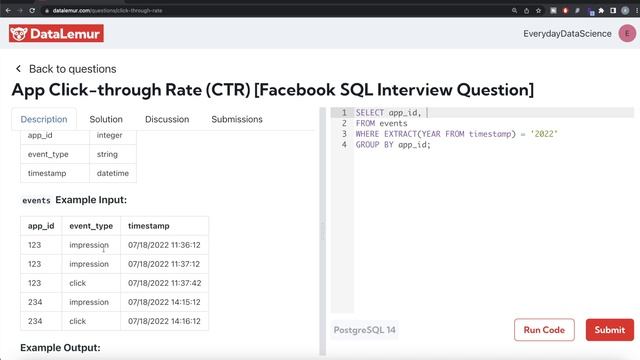 FACEBOOK/META Interview Question Solved - SQL | "App Click-through Rate CTR" | Everyday Data Scienc смотреть онлайн