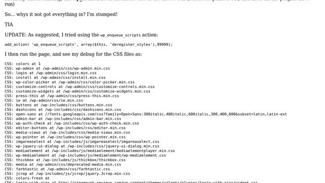 Wordpress: $wp_styles-＞registered not giving ALL the styles? смотреть онлайн