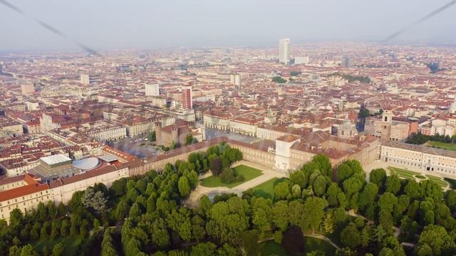 Turin, Italy. Flight over the city. Historical center, top view, Aerial View, Departure of the came смотреть онлайн