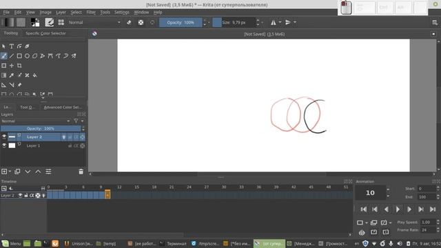 Анимация в Krita: Ваша первая анимация (равномерное движение шарика) [v2] смотреть онлайн