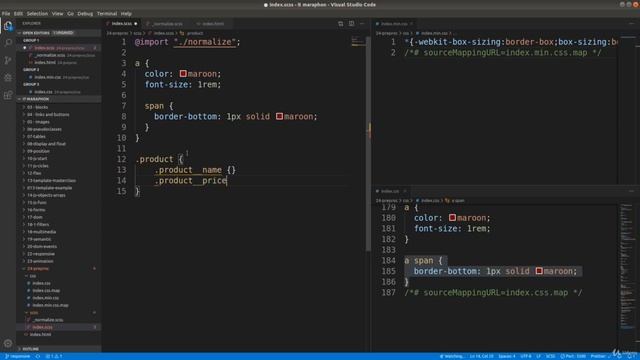 030 Базовое использование препроцессора SASS SCSS смотреть онлайн