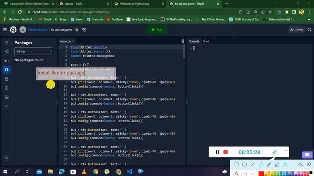 TIC TAC TOE || python || game in Brython смотреть онлайн