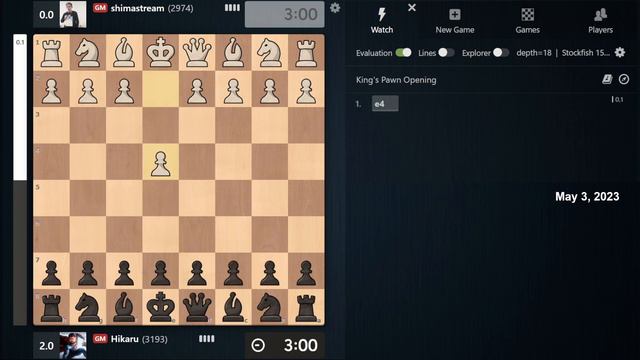 GM Hikaru Nakamura Vs GM Aleksandr Shimanov | BLITZ CHESS 3+0 | Chess.Com | May 3, 2023