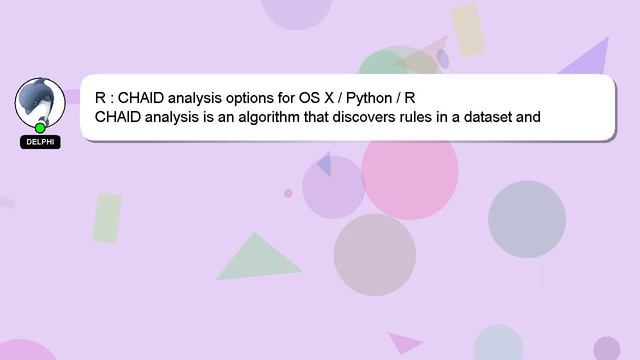 R : CHAID analysis options for OS X / Python / R смотреть онлайн