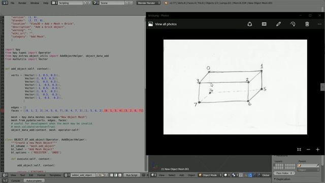 Create a New Mesh Object Using Python Code and Add It to the Mesh Menu, A Blender Scripting Tutoria смотреть онлайн