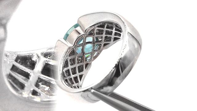 Certified Blue Zircon & Diamond Ring 18k White Gold 8.68 TCW- C1092 смотреть онлайн