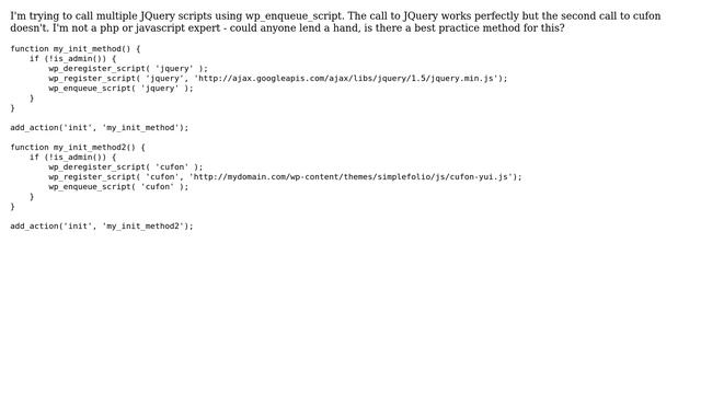 Wordpress: Calling multiple scripts using wp_enqueue_script смотреть онлайн
