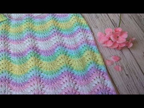 Ажурный узор спицами Павлиний хвост смотреть онлайн